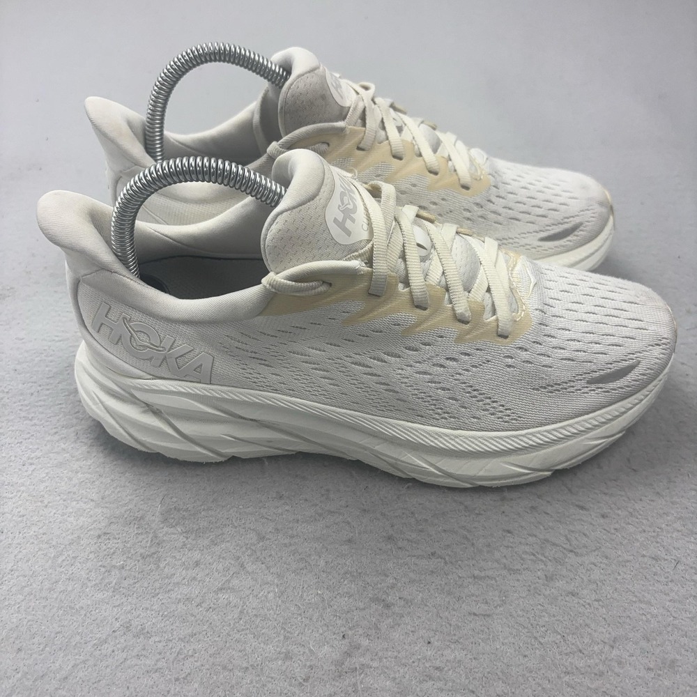 Hoka One One Clifton 8 Shoes Womens Size 7.5 White Running Sneakers Cushioned